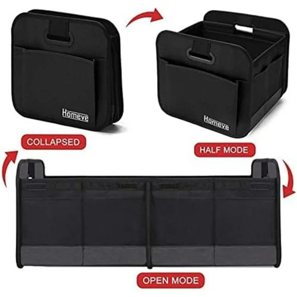 Collapsible Car Trunk Organizer Storage Box with Compartments for SUV Truck Van